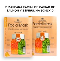 2 Máscara Facial de Caviar de Salmón y Espirulina 30mlx10 piezas.